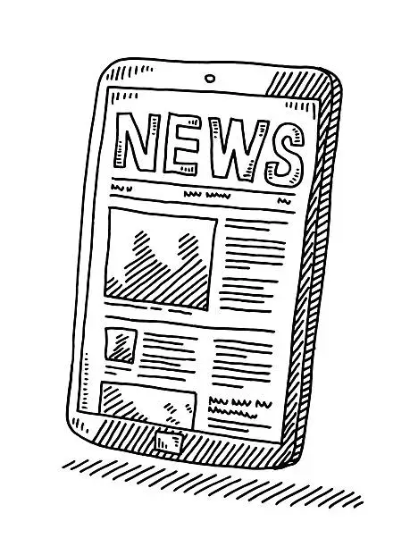 Vector illustration of News Website On Smart Phone Drawing