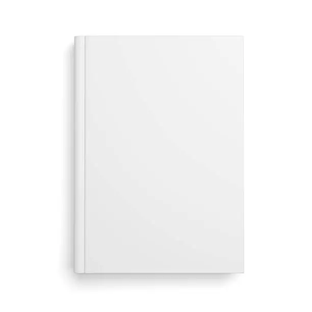Blank book cover isolated over white background with shadow