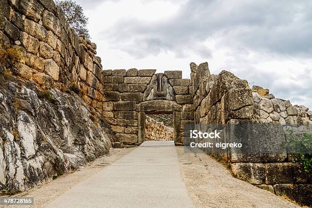 Lions Gate In Antiken Stadt Mykenen Peloponnes Griechenland Stockfoto und mehr Bilder von Mykene