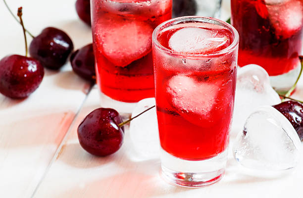 istock Ice red drink with ice in a heart shape 478729216
