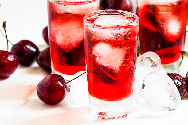 istock Ice red drink with ice in a heart shape 478729220