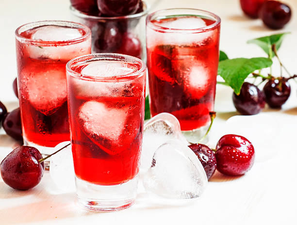 istock Ice red drink with ice in a heart shape 478729224