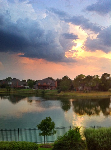 Sunset over the lake in Southlake, TX