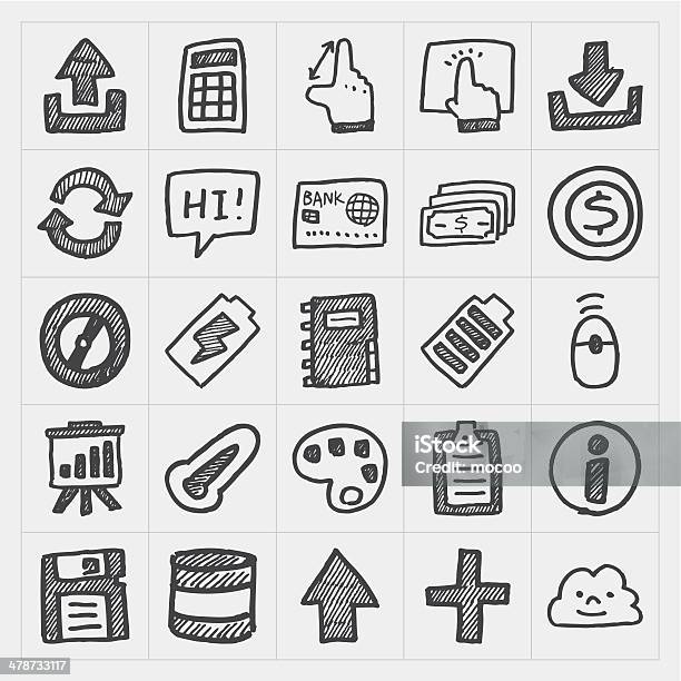 Doodle Web Icons Stock Illustration - Download Image Now - Arrow Symbol, Black Color, Business