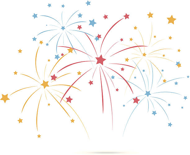 ilustrações de stock, clip art, desenhos animados e ícones de fogos de artifício com estrelas sobre fundo branco - vector excitement white red