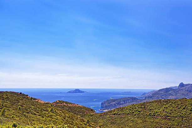 istock Mediterranean sea bay at calanques, Provence view from mountains 478735094
