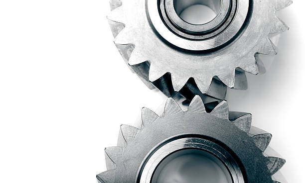 istock Gear transmission mechanics, machine teeth and steel cog wheels 478739779