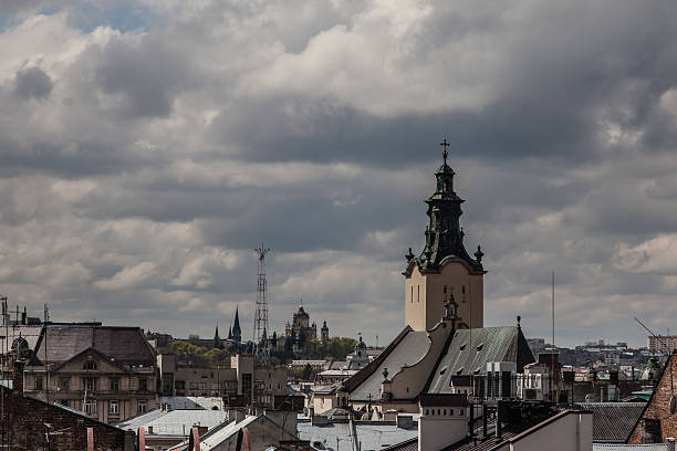 istock High tower among old roofs, Lviv 478739794