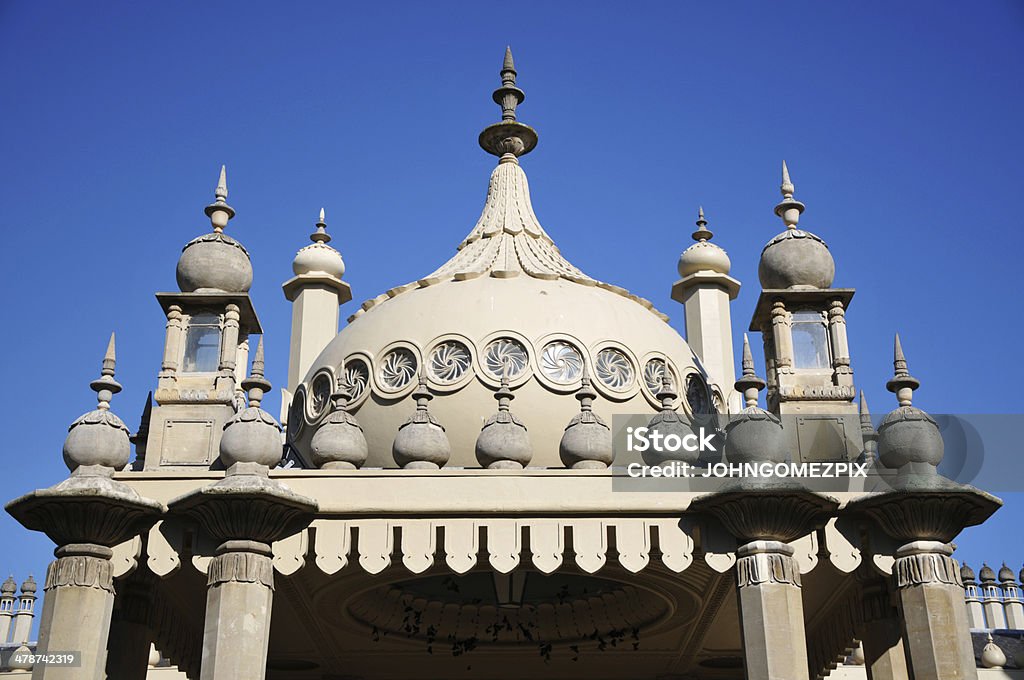 The Royal Pavilion, Brighton, UK Architectural detail of the Royal Pavilion against a clear blue sky.The Royal Pavilion is a former royal residence located in Brighton,South East London. Brighton - England Stock Photo