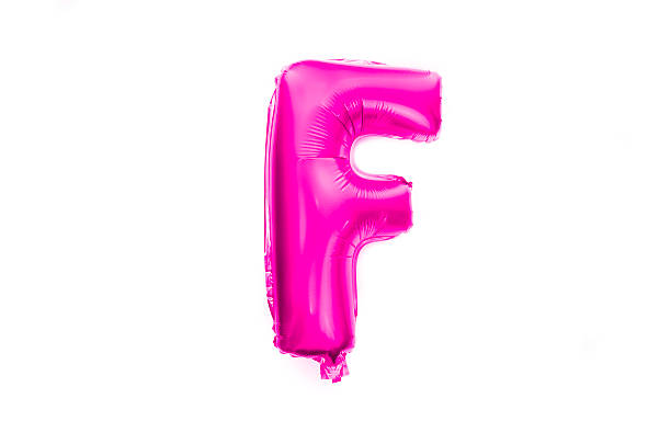 istock Letter F written with a pink alphabet balloon 478744650