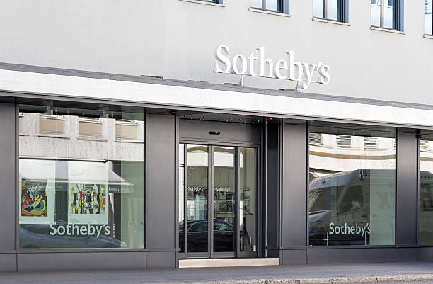 Entrance of the Sotheby's office in Zurich stock photo