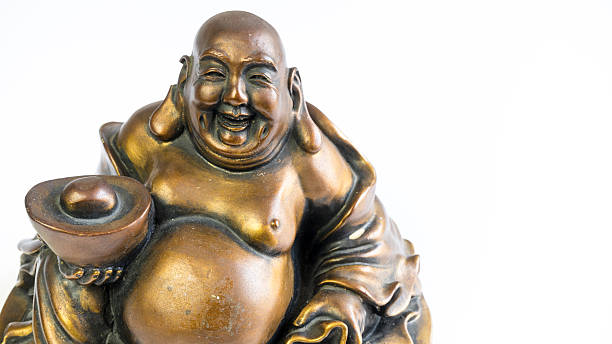 Funny Laughing And Cheerful Golden Copper Buddha Or Hotei Stock Photo -  Download Image Now - iStock