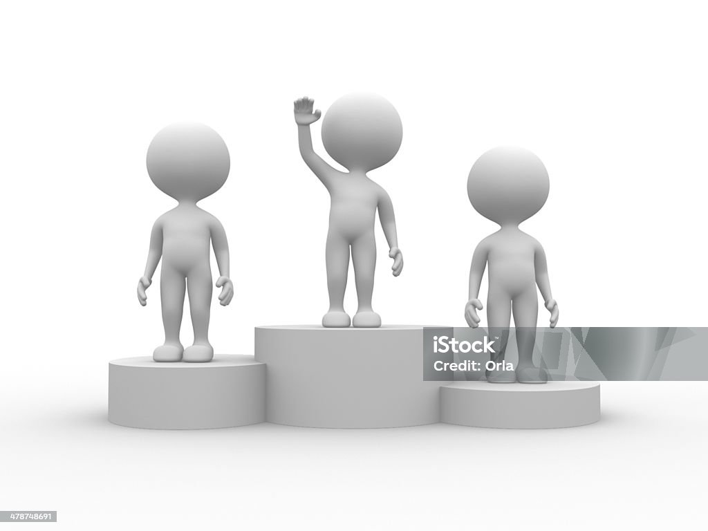 Podium winner 3d people - men, person on podium winner Achievement Stock Photo