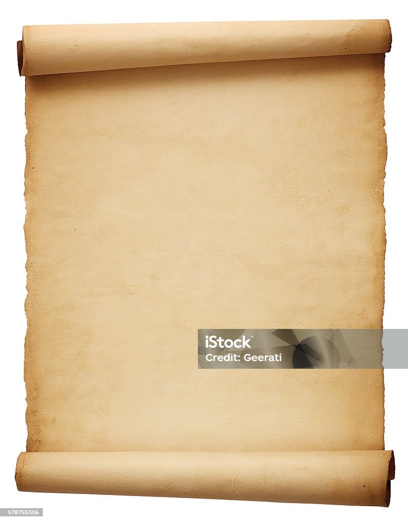 Old scroll paper Old antique scroll paper isolated on white background Paper Scroll Stock Photo