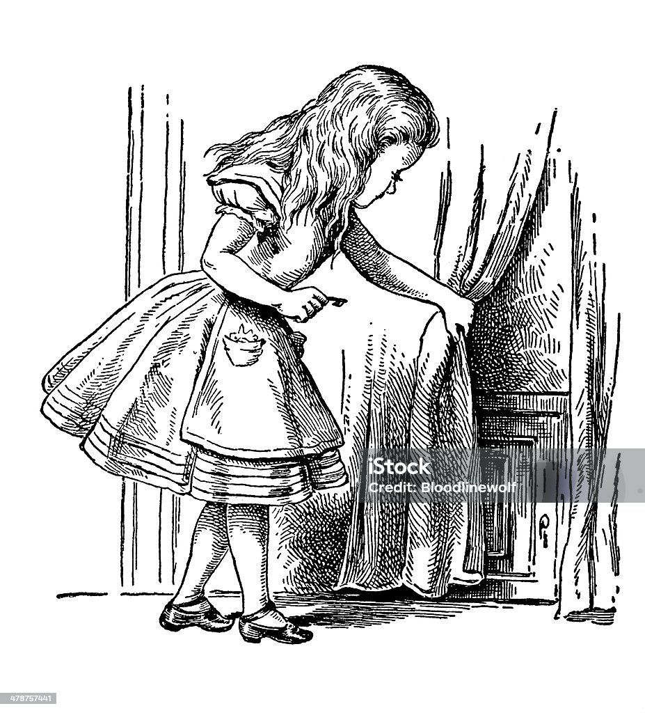Neugierig Alice, Alice's Abenteuer im Wonderland - Lizenzfrei Alice im Wunderland Stock-Illustration