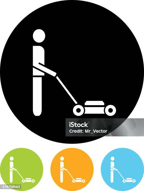 Vector Lawnmower Icon Stock Illustration - Download Image Now - Adult, Black Background, Blue Background