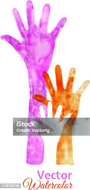 Watercolor Painting Of Raised Hands Stock Illustration - Download Image Now - Watercolor Painting, Watercolor Paints, Family