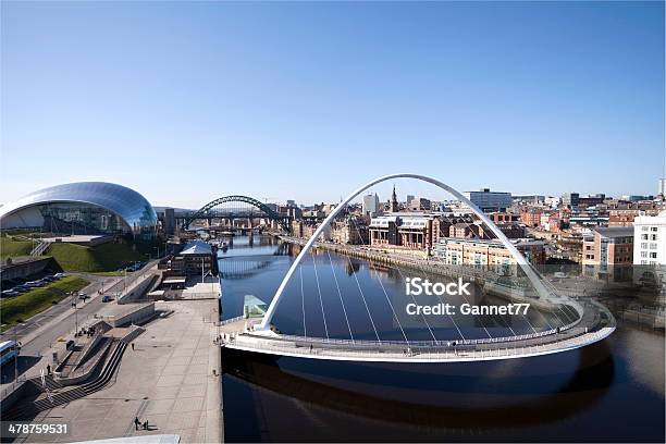 Tyne Quayside Newcastle Stock Photo - Download Image Now - Newcastle-upon-Tyne, Gateshead Millennium Bridge, Gateshead