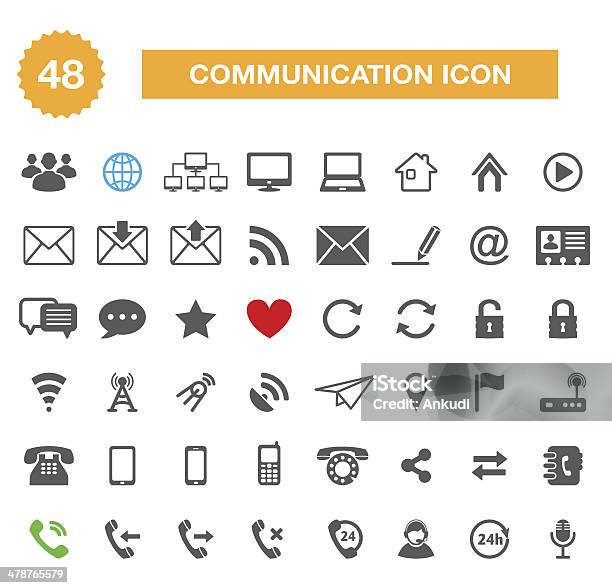 Значки Коммуникации — стоковая векторная графика и другие изображения на тему Связь - Связь, Телефон, Электронная почта