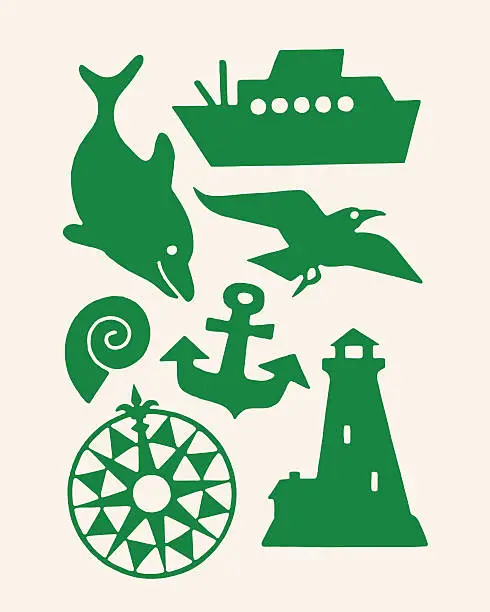 Vector illustration of Miscellaneous Ocean Related Objects