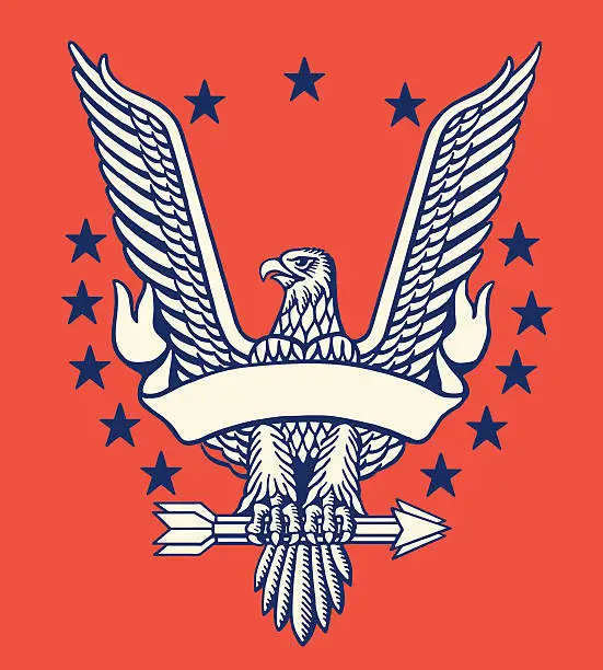 Vector illustration of American Eagle With Banner