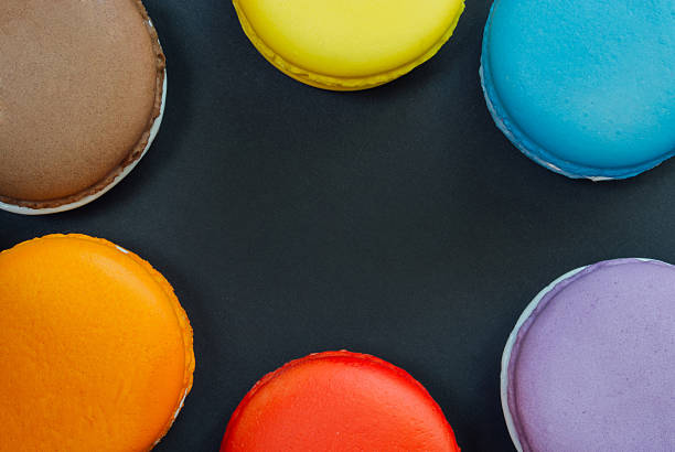istock Macarons on black with copy space, Vintage tone 478765638