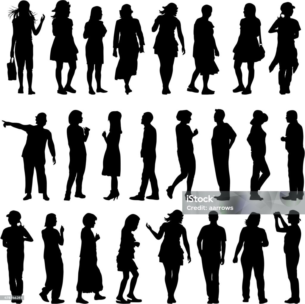 silhouettes of beautiful mans and womans Black silhouettes of beautiful mans and womans on white background. Vector illustration. In Silhouette stock vector