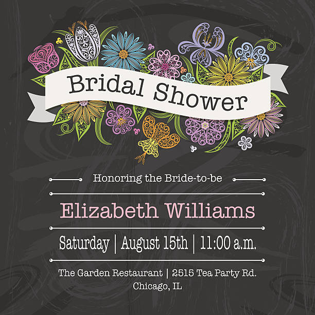 ilustrações de stock, clip art, desenhos animados e ícones de banner floral de convite de chuveiro de vestidos de noiva - bouquet wedding bride single flower