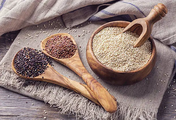 Photo of Red, black and white quinoa seeds