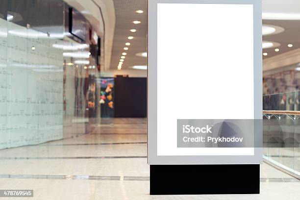 Citilayts With Blank Screen Stands In A Megastore Stock Photo - Download Image Now - Advertisement, Billboard, Blank Screen
