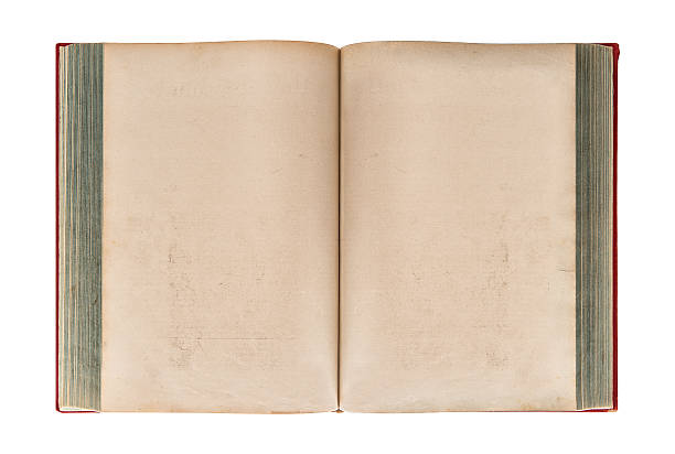 istock Open old book isolated on white background. Grungy paper texture 478769988