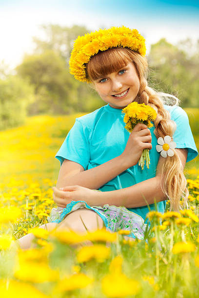 istock Blond girl in dandelions 478772189