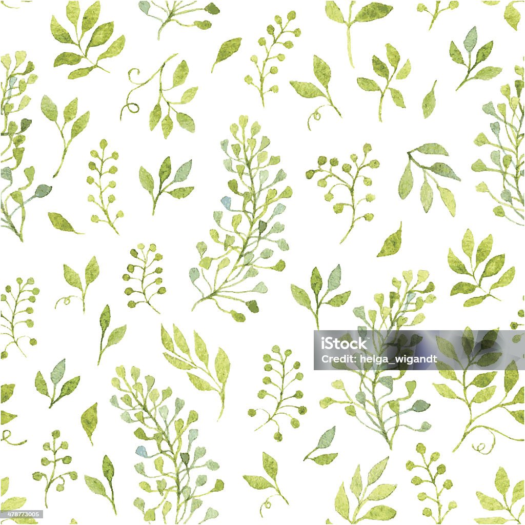 Floral seamless pattern with spring branches and leaves Simple and cute floral seamless pattern. Spring branches and leaves. Vectorized watercolor drawing. Pattern stock vector