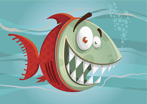 uśmiechająca się fish - underwater mine stock illustrations