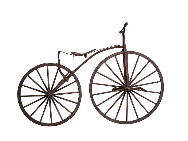 istock Old bicycle with wooden wheels isolated 478773908