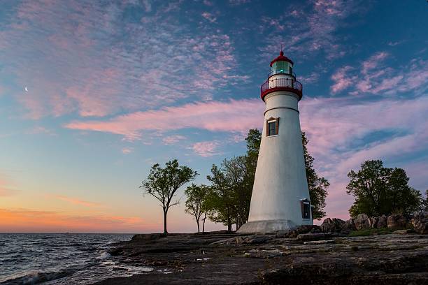 Marblehead Lighthouse at Sunrise stock photo