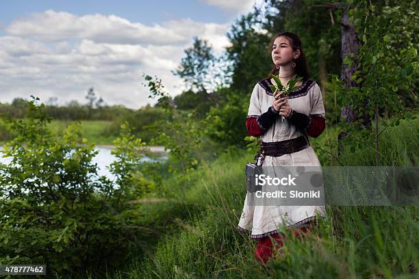 Sad Pretty Farmgirl Looking Far Away Near River Stock Photo - Download Image Now - 2015, Adult, Adults Only