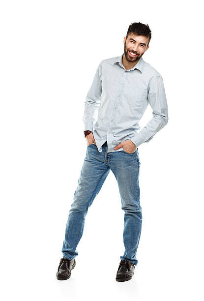 istock Young bearded man smiling isolated on white 478779726