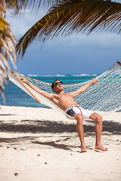istock Man in a hammock on the beach 478780448