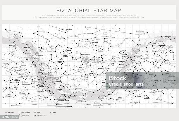 Alignment Stars Map Detailed Star Map With Stars Contellations And Messier Objects Vector ...