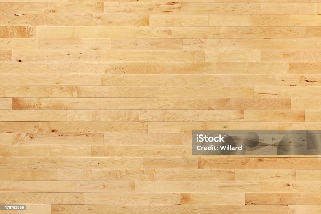 Hardwood basketball court floor viewed from above Hardwood maple basketball court floor viewed from above Basketball - Sport Stock Photo