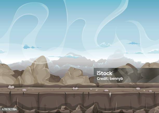 Seamless Stone And Rocks Desert Landscape For Ui Game Stock Illustration - Download Image Now