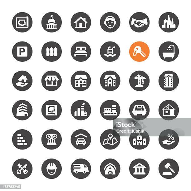 Real Estate Vector Icons Stock Illustration - Download Image Now - 2015, Agricultural Building, Apartment