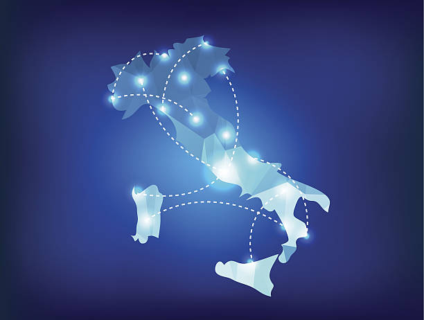 Italy country map polygonal with spot lights places vector art illustration