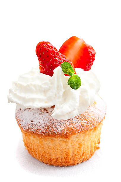 istock cupcake with cream and strawberries, isolated 478784119