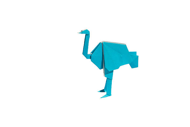 istock Cyan Origami bird ostrich isoated on white 478788023