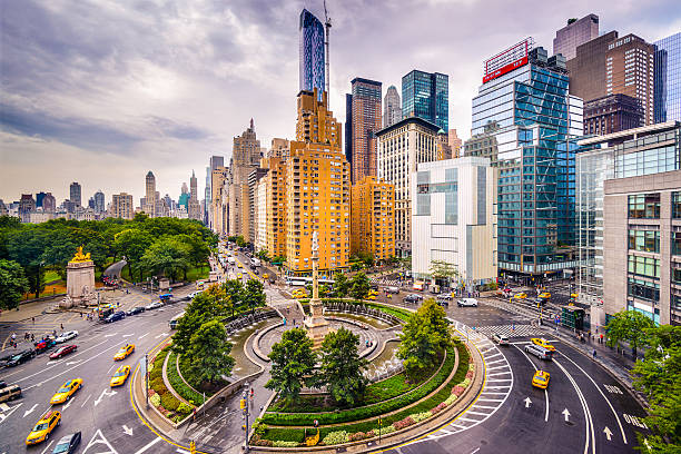 Columbus Circle New York City, USA cityscape at Columbus Circle. traffic circle stock pictures, royalty-free photos & images