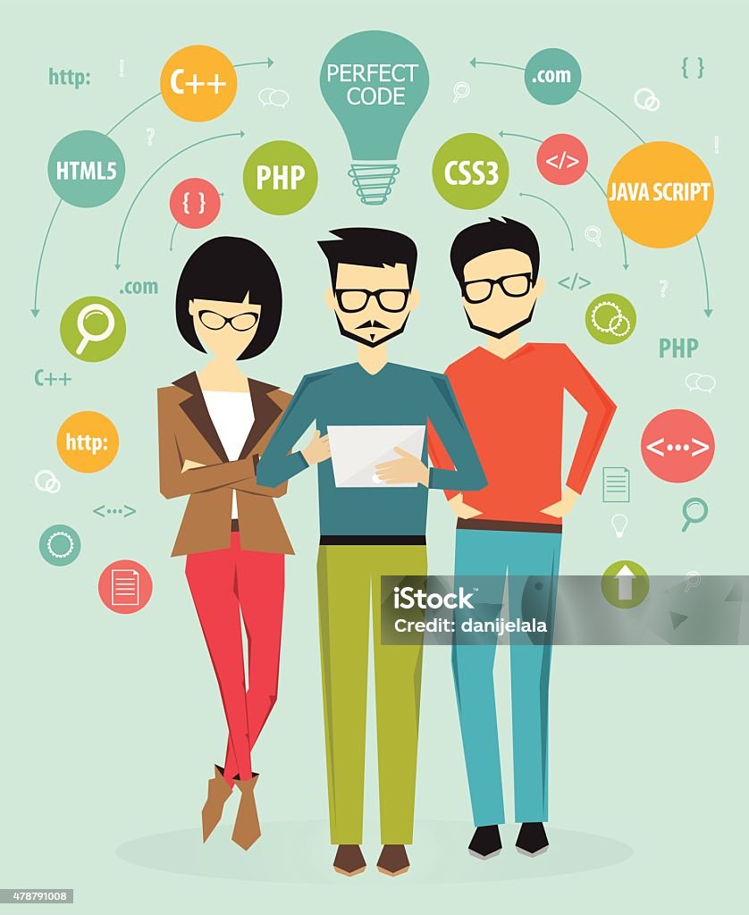 Programming Concept Process Coding Programmers Teamwork Stock ...