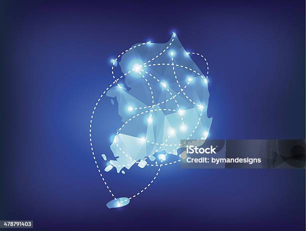 South Korea Country Map Polygonal With Spot Lights Places向量圖形及更多國家地圖圖片