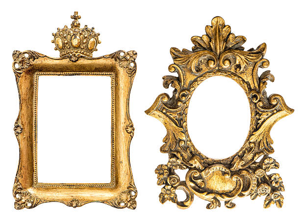istock Baroque style golden picture frame isolated on white background 478795186